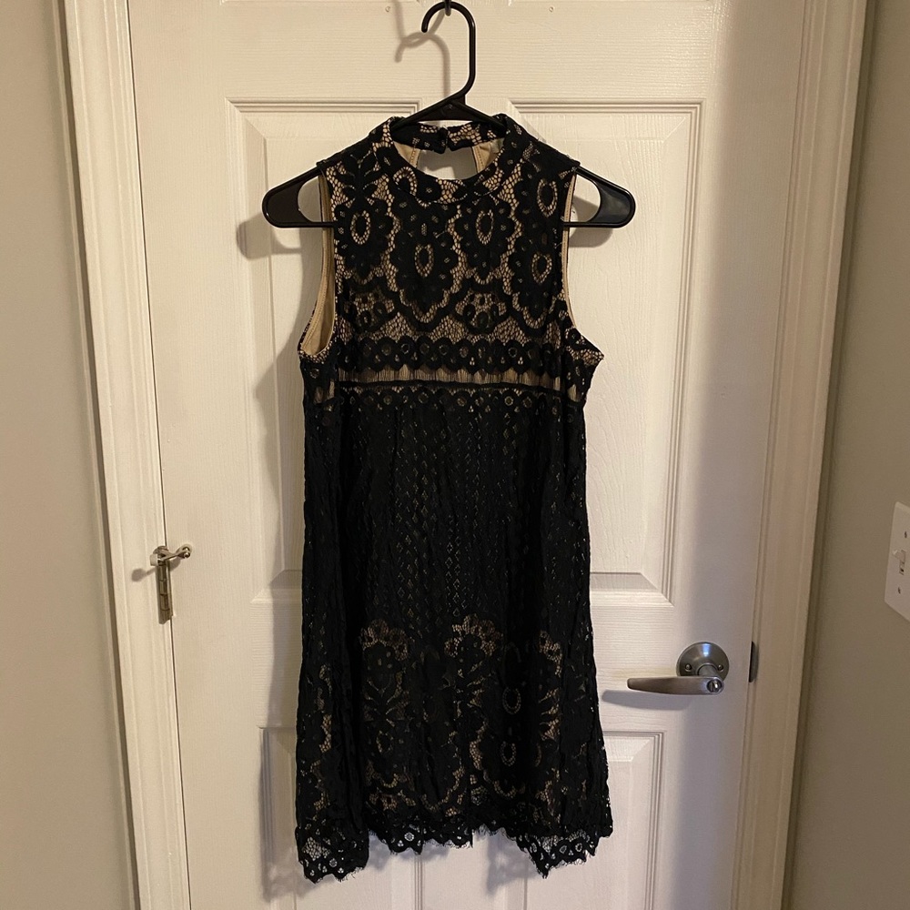 Love, Fire Lace High-Neck Dress (Fully Lined)